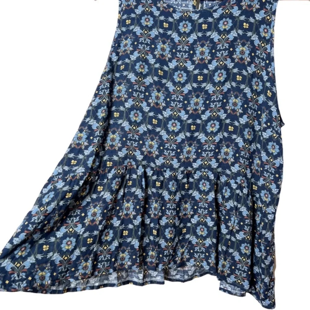 NWT Falls Creek Womens Sleeveless Floral Print Tiered Tank‎ Top Blue Yellow - Picture 3 of 16